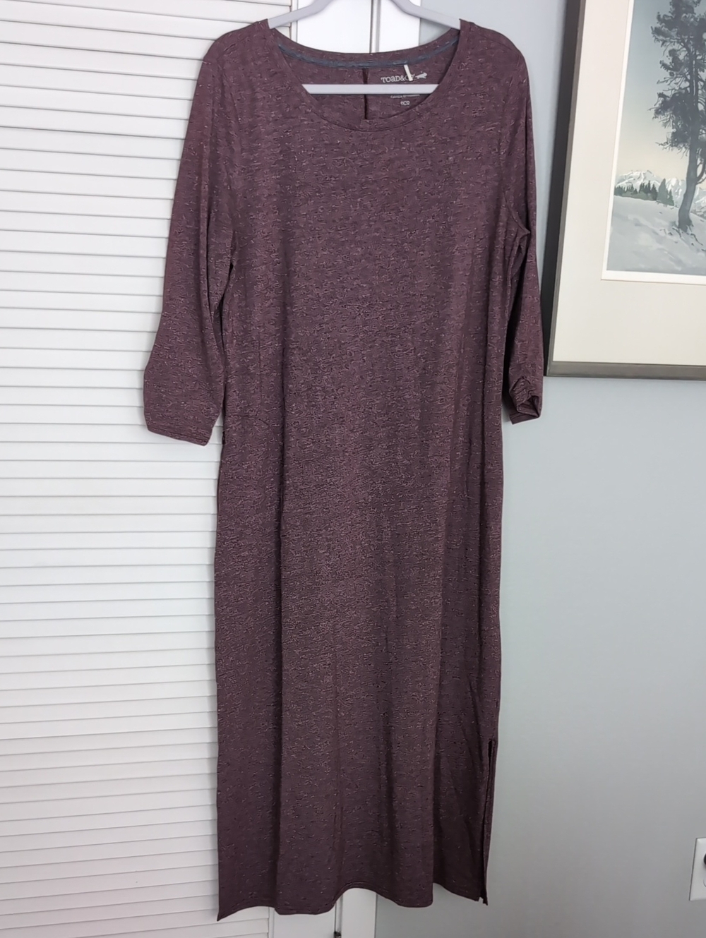 Toad&Co Plum Heathered Knit Maxi Tee Dress